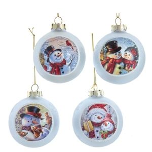 Kurt Adler Glass Snowman Ornaments,  box of 4